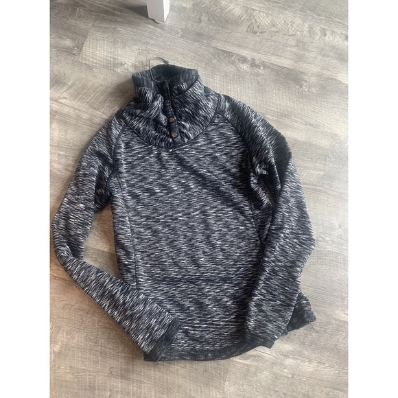 Avalanche Womens Sweatshirt Small Black Space Dye Fleece Snap Neck Pullover Soft - Picture 8 of 13